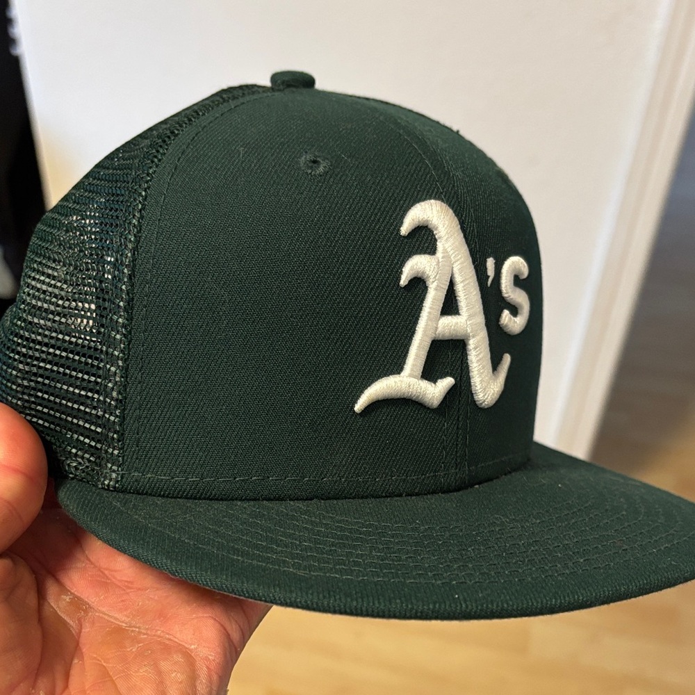 Green Trucker Cap with White 'A's Logo